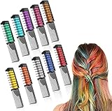 Haarkreide Kamm, ONEAMG Temporär Haarfarbe Kreide Kamm Auswaschbar, 10 Stück Instant Einmalige Haar Colorationen Ungiftig mit Handschuhe und Schal für Kinder Haarfärbemittel, Partys und DIY（Orange）