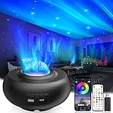 LED Sternenhimmel Projektor Lampe, Gaoxun Galaxy Sternenlicht Projektor mit RGBW Aurora/APP Steuerung/Bluetooth Lautsprecher/Timer Nachtlicht Sternhimmel für Kinder Erwachsene Schlafzimmer Schw