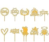 Menzs 10 Stück Cake Topper Happy Birthday, Gold Acryl Happy Birthday Cake Topper Set，Zum Dekorieren von Kuchen für Geburtstagsfeiern von Ältesten, Mädchen, Kindern, Freundinnen, H