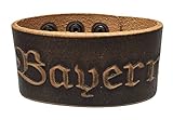 Lederarmband Herren-Armband braun Herrenarmband f. Lederhose Leder Tracht Damen Bayern Austria O´zapft is Weidmanns Heil Feuerwehr Gott zur Ehr, Farbe:Bay