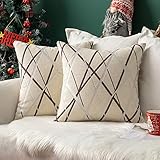 MIULEE 2er Set Kissenbezüge Weihnachten Chenille Dekokissen Dekorativ Sofakissen Kissenbezug Zierkissenbezug Zierkissen Bezug Deko Kissen Bezüge Couchkissen für Sofa Schlafzimmer 40x40 cm Milchig weiß