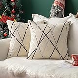 MIULEE 2er Set Kissenbezug Weihnachten Dekorative Chenille Moderne Dekokissenbezug Kissenbezüge Kissenhülle Sofakissen Federkissenbezüge Kissen Für Sofa Schlafzimmer 18x18Inch 45x45 cm Weiß