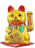 PJLHHM Familie Kunst Skulptur Figuren Dekoration,Gold Keramik Glückskatze Figuren Feng Shui Reichtum Ornamente Winken Händeschütteln Wohnk