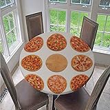 Fansu Runde Tischdecke Wasserabweisende, Pizza Dessert Drucken Abwaschbar Garten Tischdecke rutschfest Abwischbare Wachstuch Desktop Dekorative Tuch Hotel Bankett Party (Weiße Pizza,200cm)