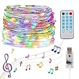 Christmas Fairy Lights，USB-Sound aktivierte LED-Musik-Lichterkette, Weihnachtsdekoration, für Home-Party-LED-Lichterketten, Weihnachtsbaumbeleuchtung Navidad 10M