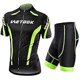 Letook Radtrikot Herren Set Kurz Fahrrad Trikot Kurzarm+Radhose mit Sitpolster(Trikot+Kurze Hose,XXL)