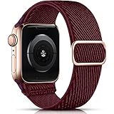 drivego Armband Kompatibel mit Apple Watch 44mm 40mm 45mm 41mm 42mm 38mm, Elastisch Nylon Geflochtenes Armband Kompatibel mit Apple Watch SE Series 7 6 5 4 3 2 1, 38mm/40mm/41mm, Rotw