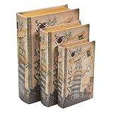 Buchattrappe von Juvale - Set beinhaltet 3 Verschiedene Größen - Geldversteck für Schmuck, Kreditkarte, Reisepass - Zuhause oder im Hotel - Magnetverschluss - Cover-Design: Der Schiefe T