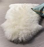 QXIAO Super Pelz Teppiche Fell Natürlich Neuseeland Schaffell Teppich Echt Lammfell Fell Stuhl Abdeckung Sitzpolster Sofa-matten Yoga Polster,White-70x110cm(28x43inch)