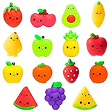 GROBRO7 15-teiliges Quetsch-Spielzeug-Set für Kinder, Kawaii, Silikon, Lebensmittel, Tier, Obst, Quetschspielzeug, niedlich, cremig, Stressabbau, Spielzeug für Taschen, Geburtstagsgeschenk
