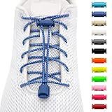 BENMAX SPORTS Schnürsenkel ohne Binden - Elastische Gummi Schuhbänder, Elastisch Schnellverschluss Elastic Shoelaces, Kinder Schuhe Zubehör, 1 Paar - 120 cm - 12 Bunte Farben (Blau, 1 Paar)