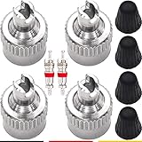 4 Autoventil-Schlüssel Metall-Kappen + 2 Schrader-Ventile Ventilausdreher Reifenventil-Entferner Ventil-Eindreher Ventil-Schrauber Auto-Ventile Werkzeug für KFZ Motorrad Roller LKW Moped Mofa F