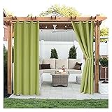 JHWSX Outdoor Vorhänge mit Ösen Oben, Aussenvorhang Wasserabweisend Wetterfest Blickdicht Gardine Terrasse Garten Sichtschutz Sonnenschutz UVschutz (Color : Green, Größe : 59×65in)