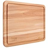 Creative Home Schneidebrett aus Natürlichem Buchen-Holz | 30,5 x 22,5 x 1,5 cm | mit Saftrille | Umkehrbar | Her-Abdeckplatte | Ideal für Brot, Fleisch, Gemüse, Käse & Schink