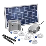 Solar Teichbelüfter 25W Solarmodul 5 x 120l/h Luftleistung 600l/h gesamt + Akkuspeicher 12V/7Ah Gartenteich Sauerstoffpumpe esotec pro Komplettset 101086