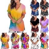 Tshirt Damen Sommer Grosse GröSsen Baumwollshirt Osterhase XXL Outdoorbekleidung Brawl Stars T Shirt Blusen Top Damen Lange Tunika D
