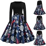 IFOUNDYOU Damen 50er Jahre Audrey Hepburn Vintage Kleid Rockabilly Cocktail Partykleid Polka Dot Elegant Herbst Winter Lang