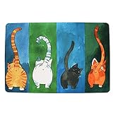 WOOD MEETS COLOR Fußmatte Katze Fussmatten rutschfest und Waschbar Türmatten für Innen und Aussen(40 x 60 cm Vielfarbig)