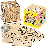 Baker Ross FE131 Schmetterling Teelichthalter Bastelset aus Holz - 3er Pack, Holzteelichthalter für Kinder zum Basteln und B