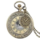 CHNOI Bronze Hohl Gang Quarz Taschenuhr Halskette Anhänger Uhr Kette Männer Frauen Mit Zubehör (Color : B)