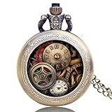 CHNOI Radausrüstung Anhänger Taschenuhr Stundenuhr Vintage Quarz Analoge Runde Zifferblatt Männer Frauen Halskette Kette Uhren (Color : B)