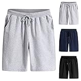 JIAYOUA Kurze Hosen Herren Jogginghose Sommer Baumwolle Sport Shorts Männer Bequeme Trainingshose mit Taschen und Kordelzug Loose Fit Laufshorts Fitness Outdoor F