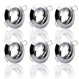 6x SET Einbaustrahler + GU10 für 230V eisen gebürstet Schwenkbar rund Einbau Spots Decken Strahler Leuchte Spots Deckenleuchte Lampe Einbauleuchte Einbaurahmen 104S-TP SN