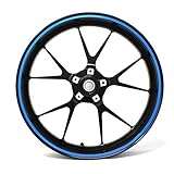 Felgenrandaufkleber Felgenrand Stripes Breite 7mm Matt Glanz Carbon mit Montagetool 16' 17' 18' 19' Zoll Zubehör für Auto Motorrad Felgen Aufkleber (Azurblau)
