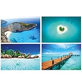 GREAT ART® 4er Set XXL Poster Motive – Inselträume – Sommer Meer Herzinsel Zakynthos Beach Navagio Bucht Natur Bild Dekor Inneneinrichtung Wandbild Plakat je 140 x 100