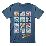 Disney Duck Tales Charakter Squares Damen-Boyfriend Fit T-Shirt Indigo Blau L | S-XXL, Dagobert Duck Donald Duck Baggy Loser Maxi-Top, Geburtstags-Geschenk-Idee für Damen, für Haus oder Gy