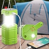 Handkurbel Solar Camping Laterne, Tragbare Ultrahelle LED-Taschenlampe, 30-35 Stunden Laufzeit, USB-Ladegerät, 3000mAh Power Bank, Elektronische Laterne für den Außenbereich, Wanderlesung