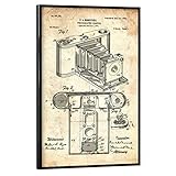 artboxONE Poster mit schwarzem Rahmen 60x40 cm Reise Retro Kamera Patent II (Antik) - Bild antike fotoapp