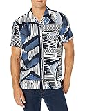 Hugo Boss Herren Rhythm 10232588 01 T-Shirt, Blau/Türkis/weiße Linien, Groß