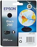 Epson Original 266 Tinte Globus, WF-100W WF-110W, wisch- und wasserfeste Pigmenttinte (schwarz)