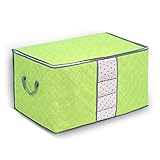 Yosoo Aufbewahrungsbox aus Bambuskohle, 1 Stück, mit Reißverschluss, groß, langlebig, faltbar, für Kleidung, Steppdecken, Kissen, Decken grü