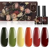 NEEKO Gel Nagellack Set, Flower Collection Gel Nagellack Kit, 6 Farben Rot Gelb Grün Orange UV / LED Nagelgel für den Salon zu Hause einw