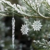 Naler 30-teilig Schneeflocken Eiszapfen Weihnachtsdeko Christbaumschmuck aus Acryl für Weihnachten Winter Dek