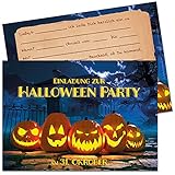 15 Halloween Einladungskarten Party Einladung Kinder Geburtstag Postkarten für gruselige Monster Halloweenparty 15er Karten-Set zur Gruselparty Erwachsene mit Spinne Pumpkin Kürbis Hexe F