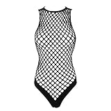Pyjama Damen Sexy Damen Durchsichtiger Bodysuit Ausgehöhlte Netz-Bodystockings Dessous Hoch Geschnittener One-Piece NEC