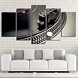 5 Bilder HD gedruckt 5 Stück Leinwand Kunst DJ Musik CD-Player Malen Musik Wandbilder für Wohnzimmer M