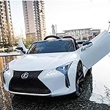 Daliya Lexus LC500 Kinderfahrzeug mit Bluetooth RC 2,4GHz Fernbedienung - 12V - Rc 2,4 Ghz Fernbedienung - Led - Mp3 - Soundmodul - Elektro Auto für Kinder ab 3 Jahre - Kinderauto Spielzeug (weiß)