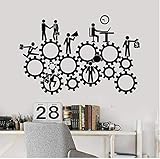 Mann Gehirn Teamwork Gears Vinyl Wandtattoo Büro Karriere Geld Wandaufkleber für Arbeitszimmer Dekoration Kunstwand 57X85 CM P651