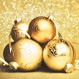 20 Servietten Golden strahlende Kugeln | Winter | Weihnachten | Tischdeko 33x33