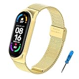 BDIG Kompatibel für Xiaomi Mi Band 5 Armband MiBand 6, Metall MiBand 4/3 Ersatzarmband Wasserdicht Edelstahl Replacement Wrist Strap Zubehör Uhrenarmband für Xiaomi Mi Smart Band 6/5, G
