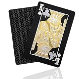 SENOPEKOO Deluxe Schwarze Spielkarten Playing Cards, Wasserdichtes Pokerkarten mit Glänzenden Rautenmustern und HD-Druck | Waschbar und Flexibel, Top Qualität Plastik | Familienparty