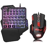 Gaming Tastatur Maus Set Einhändige Tastatur mit 35 Schlüsseln RBG-LED Hintergrundbeleuchtung Kabelgebundene Gaming Maus für Xbox One, PS4, PS3, Switch, Windows PC, für PUBG LOL CS G