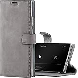 SURAZO Handyhülle für S20 FE hülle Premium RFID Echt Lederhülle Schutzhülle mit Standfunktion - grau Klapphülle Wallet case Handmade in Europa für Samsung Galaxy S20 FE 5G / 4G
