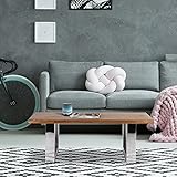 WOMO-DESIGN Baumkantentisch 110x60cm Unikat, handgefertigt Massivholz Akazienholz, Edelstahl Metallgestell, Braun-Silber, Industrie Design, Couchtisch Wohnzimmertisch Beistelltisch Sofatisch H