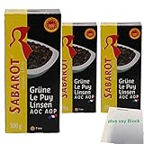 Sabarot Grüne Le Puy Linsen 3er Pack (3x500g Packung) + usy Block