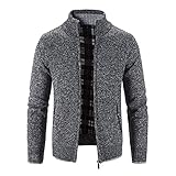 D-Rings Herren Strickjacke Pullover Bluse Outwear Cardigan Jacke Oberteile Mäntel Feinstrick Stehkragen dicken Reißverschluss Business Casual Frühling Winter Herbst Lang